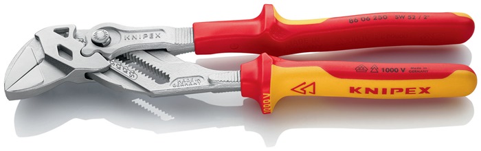 Knipex Zangenschlüssel 86 06 250 Länge 250 mm Spannweite 46 mm verchromt mit Mehrkomponenten-Hüllen VDE