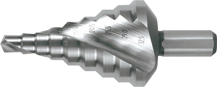 RUKO Stufenbohrer Bohrbereich 6,5-32,5 mm HSS spiralgenutet 2 Schneiden 9 Stufen