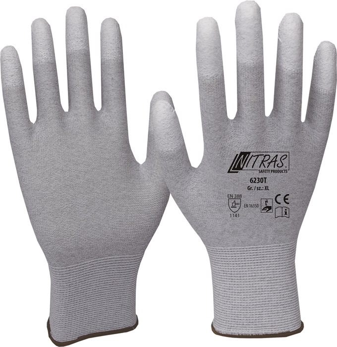 NITRAS ESD Handschuh Größe 8 grau/weiß PSA-Kategorie II 12 Paar