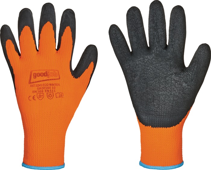GOODJOB Kälteschutzhandschuh Eco Winter Größe 10 schwarz/orange PSA-Kategorie II Polyester / Latex schrumpfgeraut 12 Paar