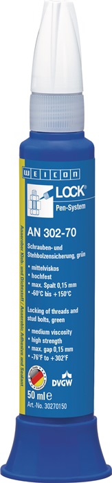 WEICON Schrauben-/Stehbolzensicherung WEICONLOCK® AN 302-70 50 ml hochfest mittelviskos grün DVGW