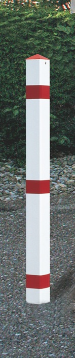 URBANUS Sperrpfosten  Stahl rot-weiß mit Bodenhülse mit Spitzkappe