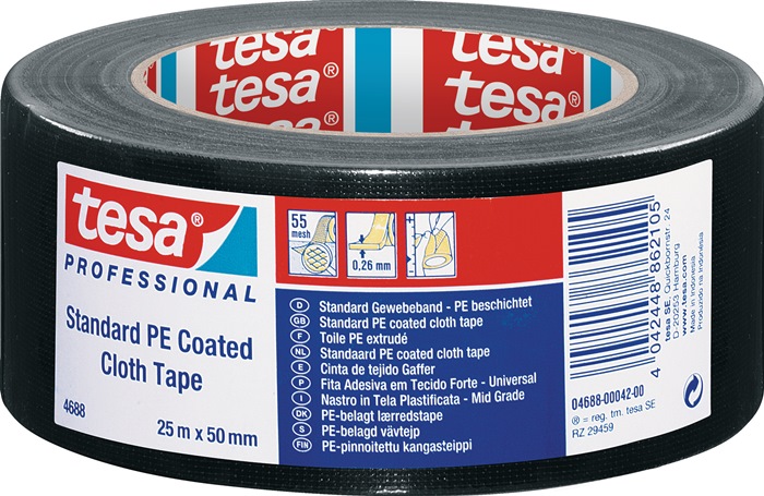 TESA Gewebeband tesaband® Standard 4688 schwarz Länge 25 m Breite 50 mm