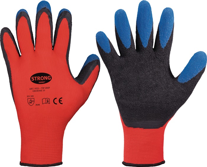 STRONGHAND Handschuh Tip Grip Größe 11 rot/schwarz/blau PSA-Kategorie 99999999 12 Paar