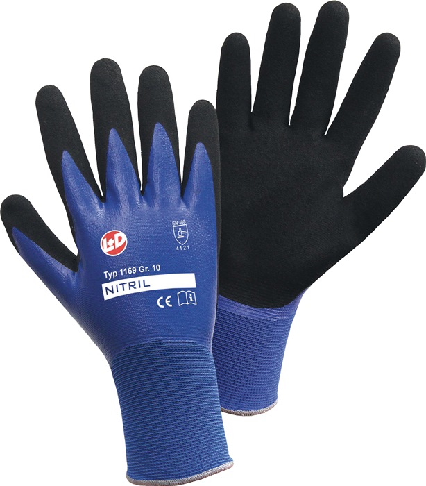 LEIPOLD+DÖHLE Handschuh Nitril Aqua Größe 8 blau/schwarz PSA-Kategorie II 12 Paar