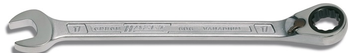 HAZET Maulringratschenschlüssel 606 Schlüsselweite 16 mm Länge 230,2 mm umschaltbar, Ringseite 15°