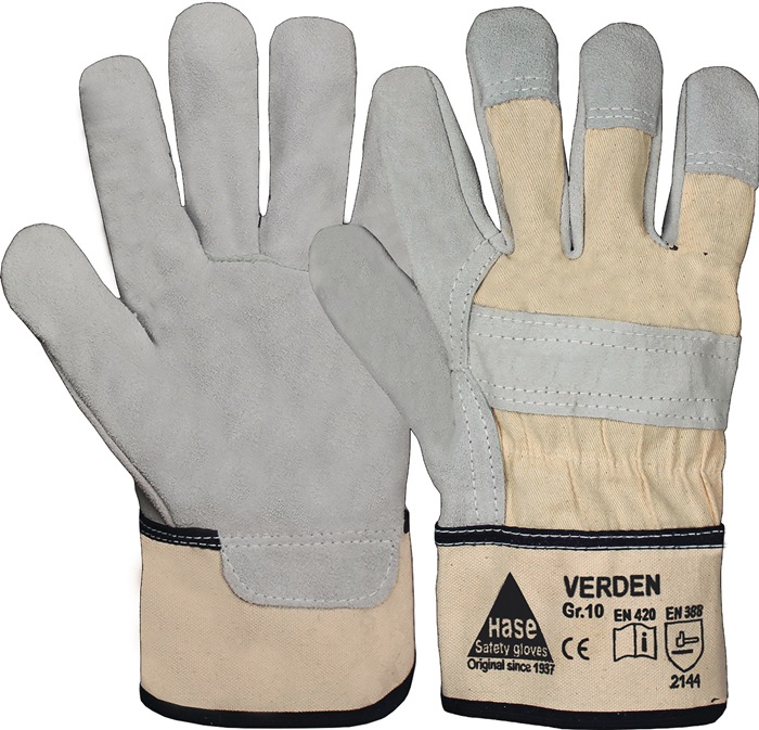HASE Handschuhe Verden Größe 10 grau/natur  EN 388 PSA-Kategorie II 12 Paar