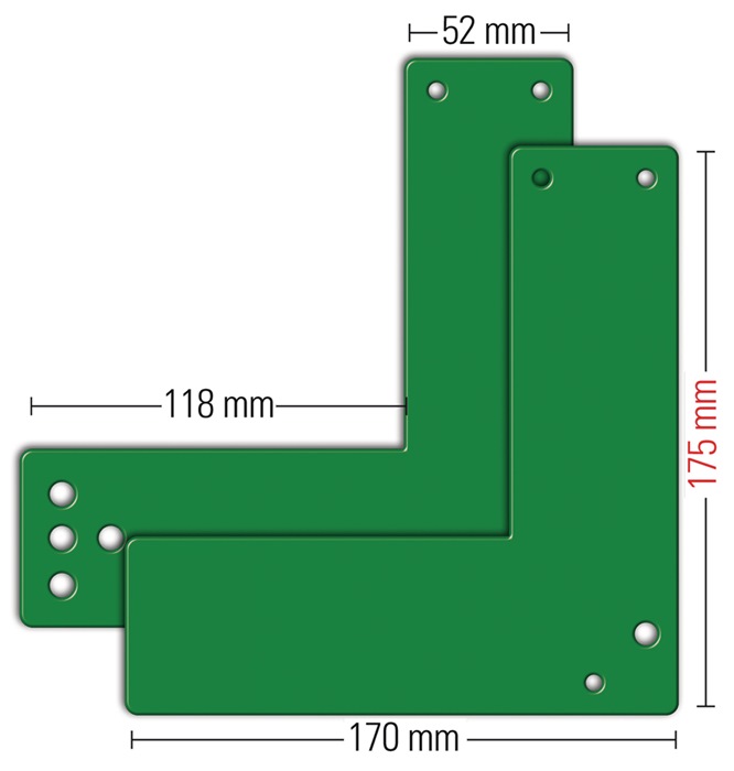 GFS Montageplatte 901 - / 991 470 Montage an Glastüren EH-Türwächter DIN links / rechts L175xB170mm