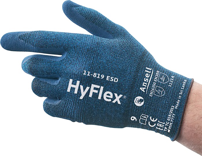 ANSELL Handschuh HyFlex 11-819 ESD Größe 7 blau PSA-Kategorie II 12 Paar