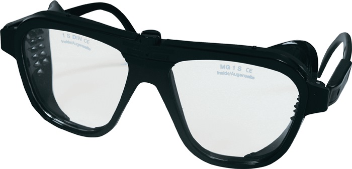 SCHMERLER Schutzbrille  EN 166 Bügel schwarz, Scheibe klar Nylon, Glas