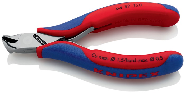 Knipex Elektronikvornschneider 64 32 120 Länge 120 mm Form 3 Facette ja, kleine spiegelpoliert mit Mehrkomponenten-Hüllen