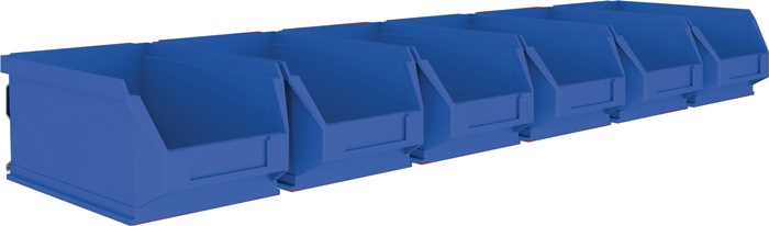 MAUSER Sichtlagerkastenset  H75xB602xT180mm Stahl verzinkt mit Sichtlagerkästen 6 x MK5 blau
