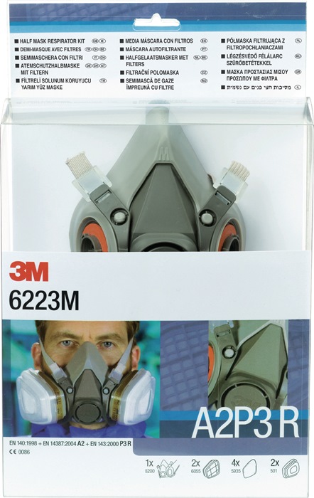 3M Atemschutzhalbmaskenset 6223 – SET – A2P3R EN 140 mit Filter M
