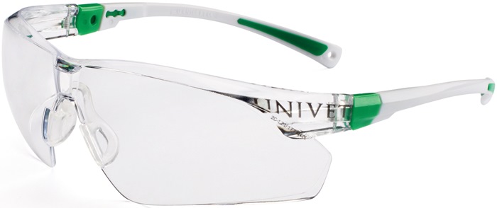 UNIVET Schutzbrille 506 UP EN 166, EN 170 Bügel weiß grün, Scheibe klar Polycarbonat