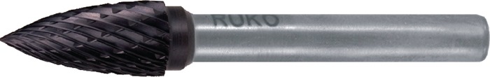 RUKO Frässtift SPG 8 mm Kopflänge 18 mm Schaft 6 mm VHM TiCN Kreuzverzahnung