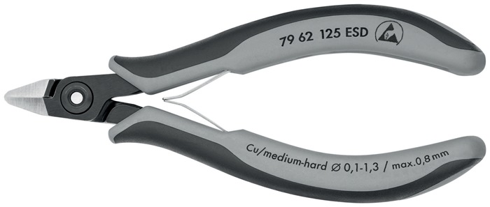 Knipex Präzisions-Elektronik-Seitenschneider 79 62 125 ESD Länge 125 mm Form 6 ohne Facette poliert