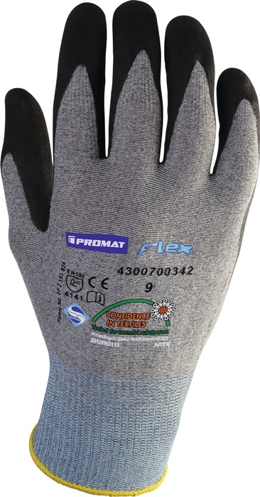 PROMAT Handschuh Flex Größe 8 grau/schwarz PSA-Kategorie II 12 Paar