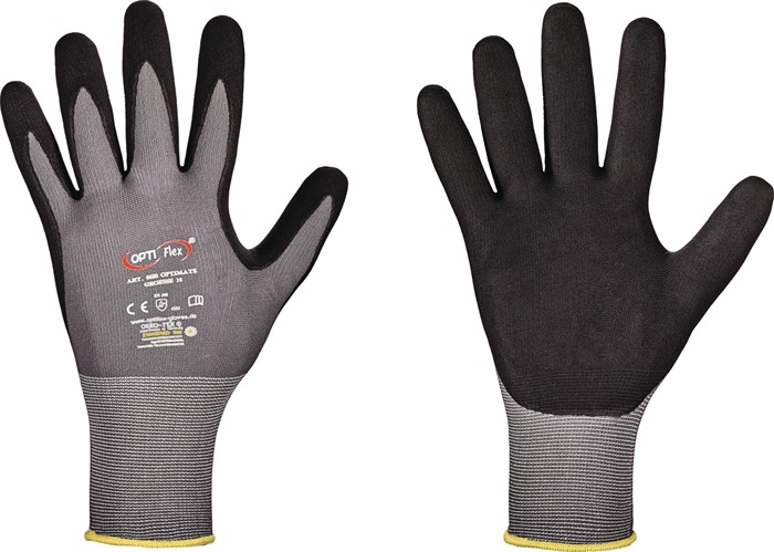 OPTIFLEX Handschuh OPTIMATE Größe 7 grau/schwarz EN 420/PSA-Kategorie II 12 Paar