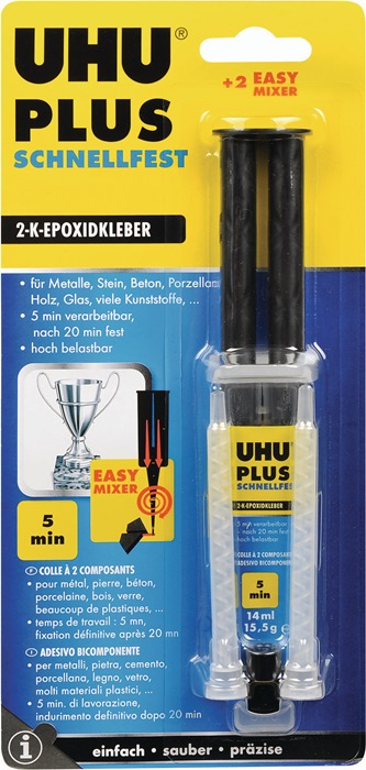UHU 2K-Epoxidharzklebstoff PLUS SCHNELLFEST 15,5 g farblos 6 Doppelspritzen