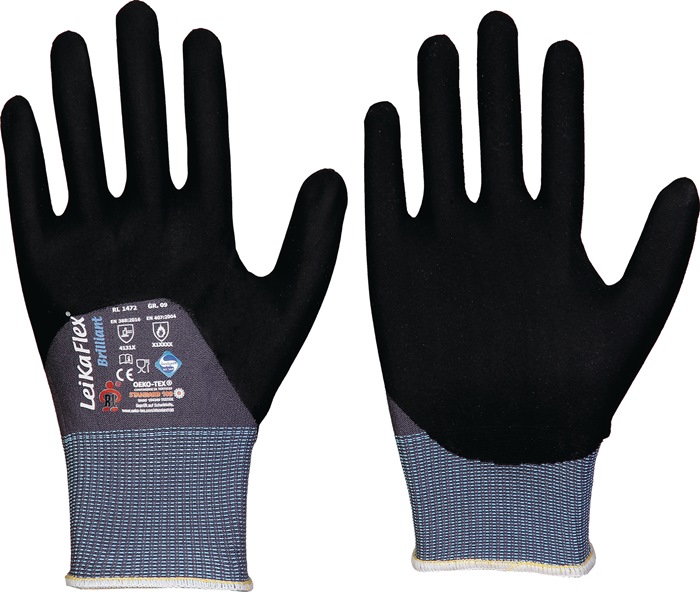 LEIPOLD Handschuh LeikaFlex® Brilliant Größe 10 grau/schwarz PSA-Kategorie II 12 Paar