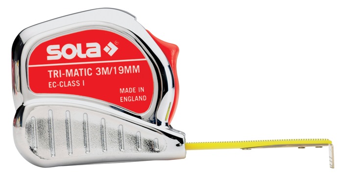 SOLA Taschenrollbandmaß TRI-MATIC Länge 3 m Breite 13 mm mm/cm EG I Kunststoff Stopptaste