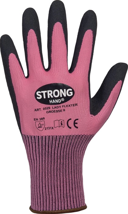 STRONGHAND Handschuh LADY FLEXTER Größe 8 pink/schwarz EN 420/PSA-Kategorie II 12 Paar