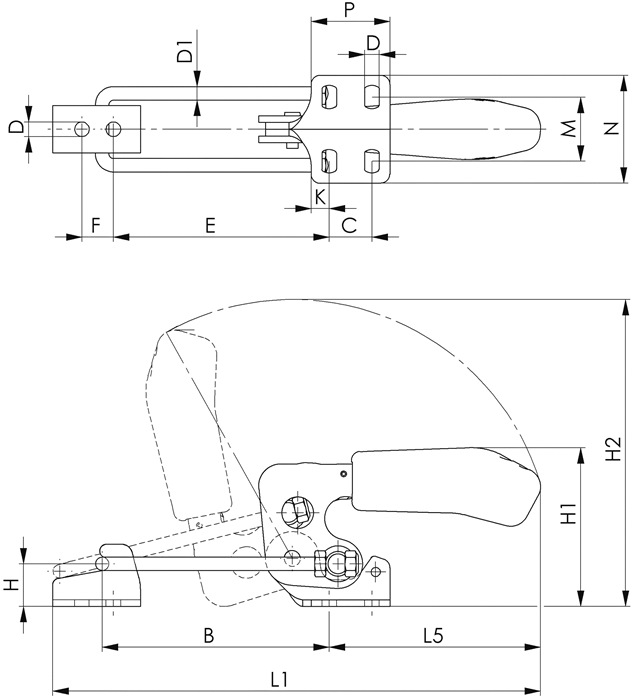 AMF Verschlussspanner Nr. 6848HNI Größe 3 horizontal