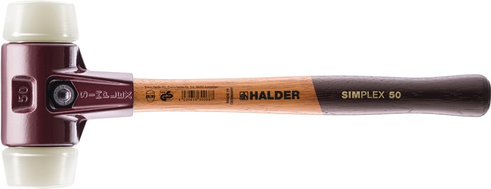 HALDER Schonhammer SIMPLEX Länge 330 mm Kopf-Ø 40 mm hart Holz Nylon weiß