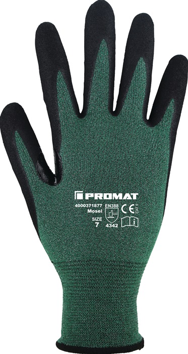 PROMAT Schnittschutzhandschuh Mosel Größe 8 grün/schwarz PSA-Kategorie II 10 Paar