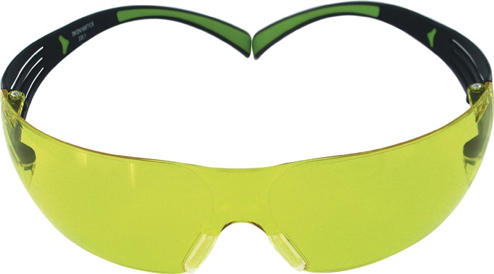 3M Schutzbrille SecureFit-SF400 EN 166, EN 170 Bügel schwarz grün, Scheibe gelb Polycarbonat