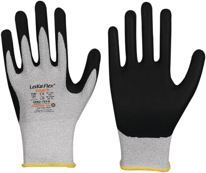 LEIPOLD Handschuh LeikaFlex® Touch 1464 Größe 9 grau/schwarz PSA-Kategorie II 12 Paar