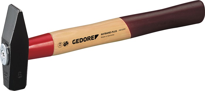 GEDORE Schlosserhammer Rotband-Plus 500 g Stiellänge 320 mm Hickory mit Stahlschutzhülse