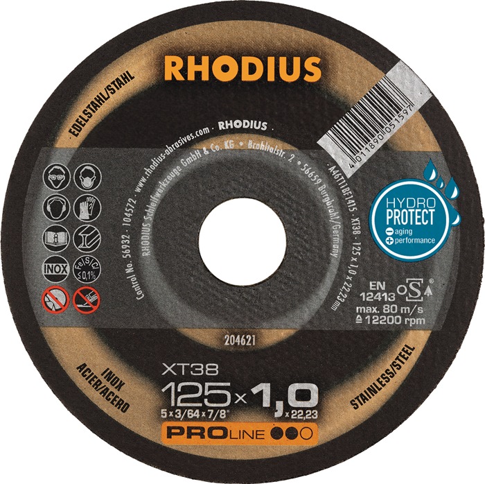 RHODIUS Trennscheibe XT38 D115x1mm gerade INOX Bohrung 22,23 mm 50 Stück