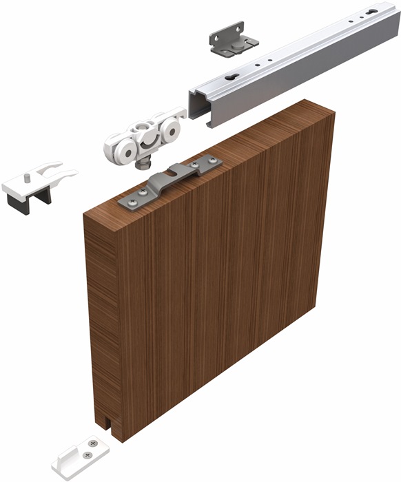HELM Schiebesystem 73 80 kg 1300 mm Edelstahleffekt Holztüren ab 20 mm Komplettset 500-700 mm Deckenmontage