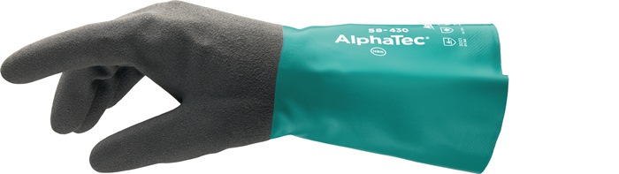 ANSELL Chemikalienschutzhandschuh AlphaTec 58-430 Größe 10 flaschengrün/anthrazitgrau PSA-Kategorie III 12 Paar