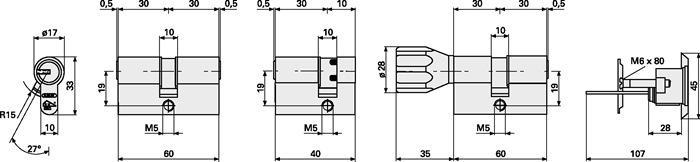 ABUS Profildoppelzylinder EC660NP 35/45 mm Not- und Gefahrenfunktion beidseitig verschiedenschließend