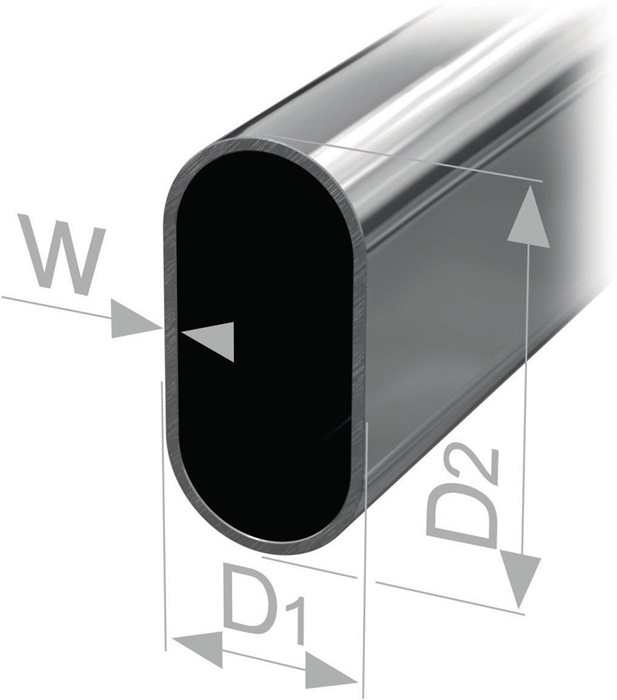 PG Ovalschrankrohr nahtlos geschweißt Stahl verchromt Rohrhöhe 30 mm Rohrbreite 15 mm Wandstärke 0,8 mm 2500 mm