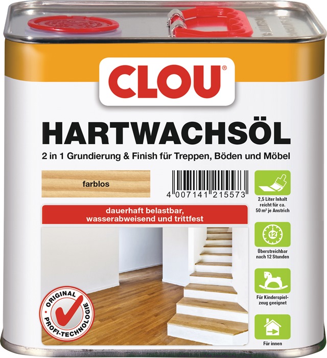 CLOU Hartwachs-Öl  flüssig farblos 2,5 l 3 Dosen