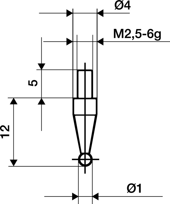 KÄFER Messeinsatz  Ø 1 mm Kugel M2,5 Stahl passend zu Messuhren