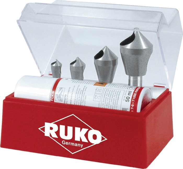 RUKO Querlochsenkersatz  2-5/5-10/10-15/15-20 mm HSS-Co5 5 teilig Kunststoffkassette