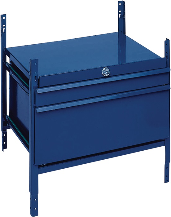 Schubladenelement LOGS 100 H520xB540xT390mm 2 Schubladen abschließbar blau RAL 5022