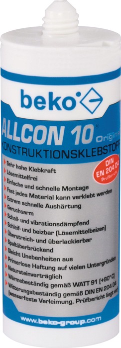 BEKO Konstruktionskleber Allcon 10 ® beige EN 204: D4 150 ml 20 Kartuschen