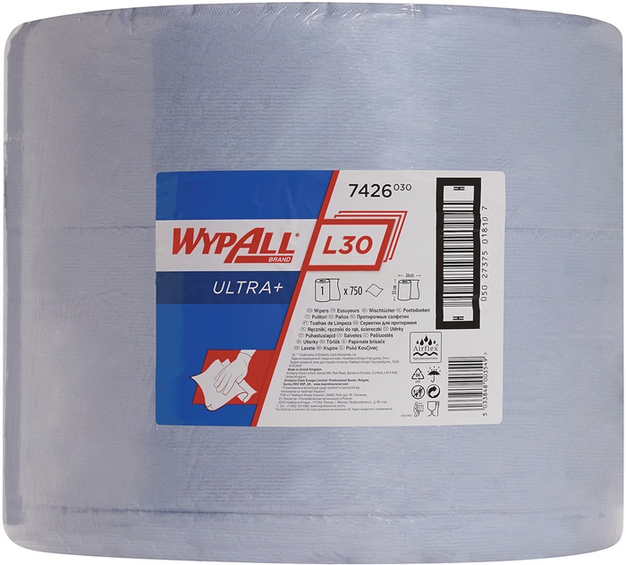 KIMBERLY-CLARK Putztuch WYPALL L30 ULTRA 7426 L380xB330ca. mm blau 3-lagig, perforiert