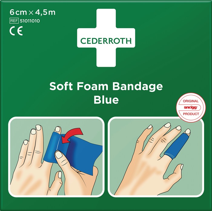 CEDERROTH Pflaster und Bandage Soft Foam selbsthaftend elastisch, blau Rolle 6 cm x 4,5 m