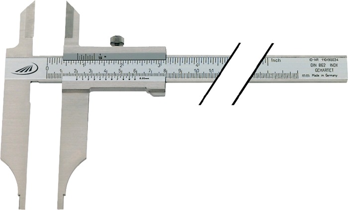 HELIOS PREISSER Werkstattmessschieber DIN 862 1000 mm mit Messerspitzen Schnabellänge 150 mm