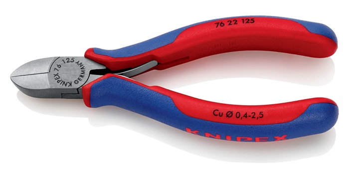 Knipex Seitenschneider 76 22 125 Länge 125 mm Form 2 ohne Facette Kopf poliert mit Mehrkomponenten-Hüllen