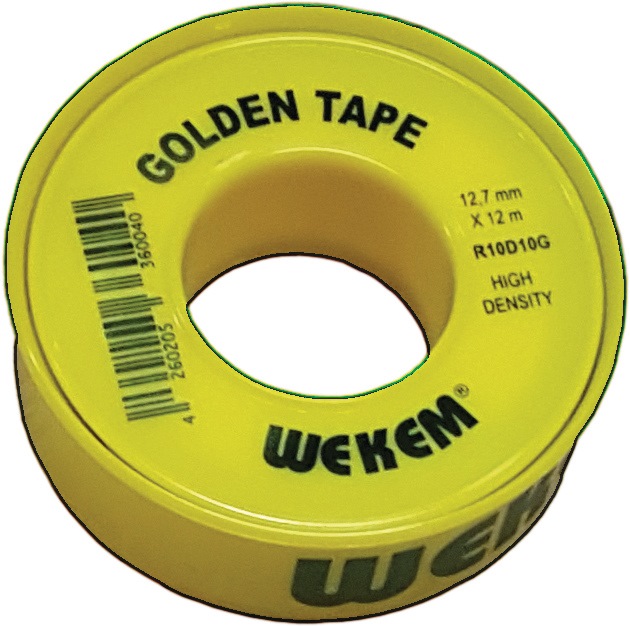 WEKEM PTFE Dichtband Golden Tape L12 m B12,7 mm D0,1 mm gelb 100 g/m²