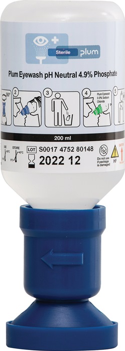 PLUM Augenspülflasche pH Neutral 200 ml 3 Jahre (ungeöffnete Flasche) DIN EN15154-4