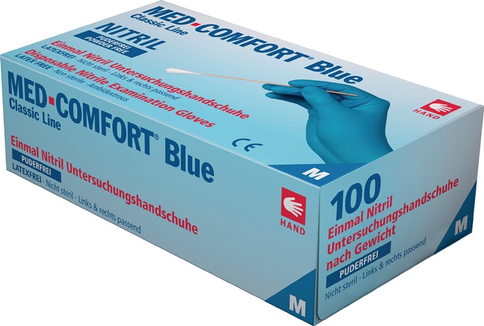 AMPRI Einweghandschuh Med Comfort Blue Größe M blau Nitril EN 374, EN 455 PSA-Kategorie III