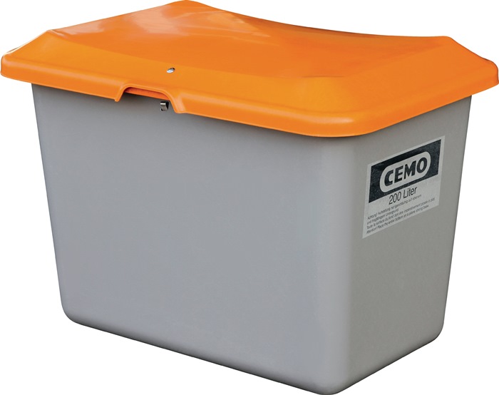 CEMO Streugutbehälter  L890xB600xH640 mm 200 l GFK grau/orange ohne Entnahmeöffnung